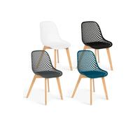 Lot De 4 Chaises Mandy Mix Color Blanc Gris Bleu Canard Et Noir Multicolore