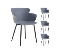 IDIMEX Lot de 4 chaises Catch pour Salle à Manger ou Cuisine au Design Retro avec Larges accoudoirs, Coque en Plastique Gris et 4 Pieds en métal laqué Noir