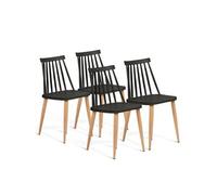 IDMarket Lot de 4 chaises LILY noires pour salle à manger