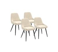 IDMarket - Lot de 4 chaises THALYA - velours beige avec accoudoirs