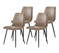 Iris - lot de 4 chaises - en velours côtelé et velours - Latte