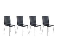 Lot de 4 chaise de conference clp en bois non pliable H. 87 cm interieur noir Noir G