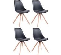 CLP Lot de 4 Chaises de salle à manger Toulouse Similicuir Pieds ronds bois , Noir /Nature Noir