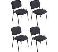 CLP Lot de 4 chaises visiteur Ken XL – empilables en tissu, rembourrées, piètement métal noir