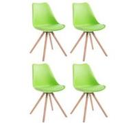 CLP Lot de 4 chaises Toulouse Ronde avec pieds en bois ronds,vert naturel