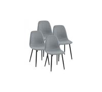 Lot de 4 Chaise de salle à manger avec assise rembourrée en tissu gris - Longueur 49 x Hauteur 86 x Profondeur 43 cm- -
