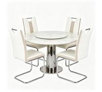 Lot de 4 Chaise de Salle à Manger Design Moderne VIVOLILV,Assise en Simili Cuir,Structure en Métal Chromé,Style Scandinave