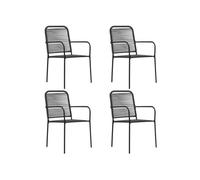 Vidaxl Chaises De Jardin Lot De 4 Corde En Coton Et Acier Noir
