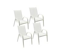 Happy Garden Lot de 4 chaises de jardin Marbella – Textilène et aluminium blanc