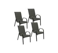 Happy Garden - Lot de 4 chaises de jardin Marbella - Textilène gris, aluminium anthracite