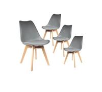 Lot de 4 chaise en bois massif non empilable non pliable H. 82.5 cm interieur gris