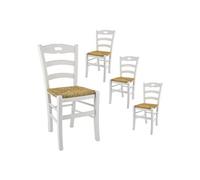 Lot de 4 chaise en bois massif non empilable non pliable H. 88 cm interieur blanc
