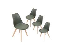 MEDALINE - Lot de 4 Chaises Scandinaves Kaki -
