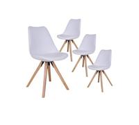 Lot de 4 chaise en bois massif non empilable non pliable interieur H. 86 cm blanc
