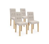 IDMarket Chaises de salle à manger POLGA, lot de 4, tissu beige