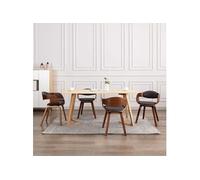 Vidaxl Chaises De Salle À Manger 4 Pcs Bois Courbé Et Tissu Multicolore
