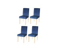Lot De 4 Chaises De Salle À Manger Littau, Velours Pétrole, Pieds Clairs Multicolore