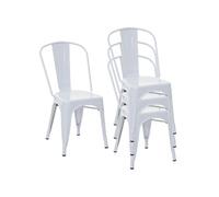 4x chaise de bistro HWC-A73, chaise empilable, métal, design industriel blanc