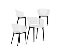 Lot de 4 chaise en polypropylene non pliable exterieur blanc