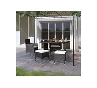 Lot de 4 chaise en resine tressee empilable non pliable H. 42.5 cm exterieur noir