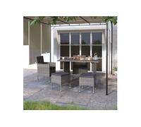 Vidaxl Jeu De Chaise Et Tabouret De Jardin 4 Pcs Résine Tressée Gris