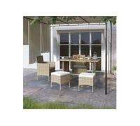 Lot de 4 chaise en resine tressee pliable exterieur H. 84 cm beige