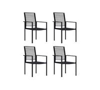 Lot de 4 chaise en rotin non pliable exterieur H. 90 cm noir