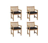 Vidaxl Chaises De Jardin 4 Pcs Avec Coussins Noir Bois De Teck Solide Noir
