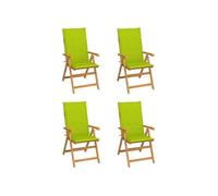 Lot de 6 Chaises de Jardin avec Coussins Siège Noir Bois Teck Massif vidaXL