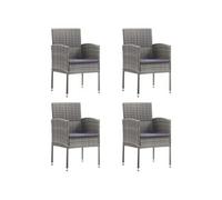 Lot de 4 chaise exterieur empilable non pliable en resine tressee gris