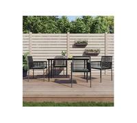 Lot de 4 chaise exterieur empilable non pliable en resine tressee H. 83.5 cm noir