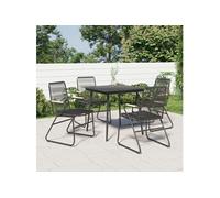 Lot de 4 chaise exterieur empilable non pliable en rotin H. 85.5 cm noir