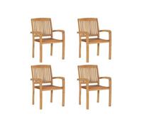 Chaises de jardin empilables en bois de teck solide - VIDAXL - Marron - 60 x 57 5 x 90 cm - Pour 4 personnes