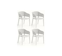 PEGANE Lot de 4 chaises de Jardin empilables en résine Coloris Blanc - Longueur 59 x Profondeur 56 x Hauteur 79 cm