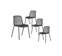 Lot de 4 chaise exterieur empilable non pliable H. 82 cm en polypropylene noir