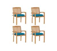 Lot de 6 Chaises de Jardin Empilables avec Coussins Siège Teck Solide vidaXL