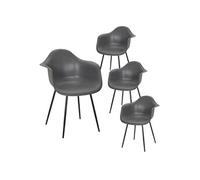 Lot de 4 chaise exterieur non empilable non pliable en metal H. 85 cm gris