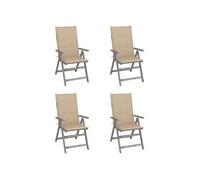 Lot de 4 chaise exterieur non pliable en acacia H. 110 cm gris