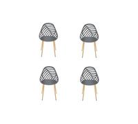 Lot de 4 Chaises - HOME DECO FACTORY - Alameda - Ajourées - Grises