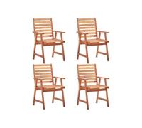 Lot de 4 chaise exterieur non pliable H. 92 cm en acacia marron