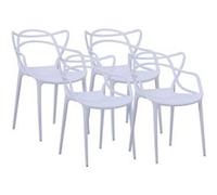 PEGANE Lot de 4 chaises Forme Papillon en polypropylène Coloris Blanc - Longueur 55 x Profondeur 55 x Hauteur 83 cm