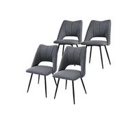 ML-Design Lot de 4 Chaises de Salle à Manger Gris, Assise en Polyester, Chaise Rembourrées avec Dossier et Pieds Métalliques Noirs, Fauteuils Modernes pour Bureau, Salon, Salle à Manger et Cuisine