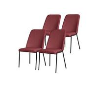 ML-Design Lot de 4 Chaises de Salle à Manger, Rouge en Polyester avec Pieds Métalliques, Dossier Ergonomique, Assise Rembourrée, Sièges Confortables pour Cuisine et Salon, Design Moderne Élégant