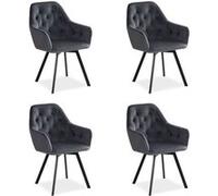 Set 4 chaises velours gris pivotantes avec accoudoirs - design - Homestyle4u