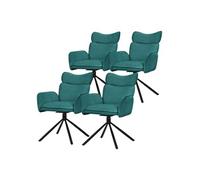 ML-Design Lot de 4 Chaises de Salle à Manger Pivotantes à 360°, Bleu Pétrole, Revêtement en Tissu, avec Accoudoirs et Dossier Ergonomique Pieds en Métal, Siège Rembourrée Fauteuil Confortable de Salon