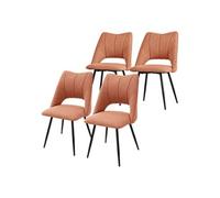 ML-Design Lot de 4 Chaises de Salle à Manger Orange, Assise en Polyester, Chaise Rembourrées avec Dossier et Pieds Métalliques Noirs, Fauteuils Modernes pour Bureau, Salon, Salle à Manger et Cuisine