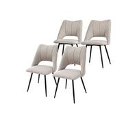 ML-Design Lot de 4 Chaises de Salle à Manger Beige, Assise en Polyester, Chaise Rembourrées avec Dossier et Pieds Métalliques Noirs, Fauteuils Modernes pour Bureau, Salon, Salle à Manger et Cuisine