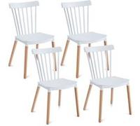 IDIMEX Lot de 4 chaises RAVI de Salle à Manger Design, Blanc, Design scandinave avec Assise Confortable, Pieds en hêtre Massif, Idéale pour Table à Manger, Structure Solide jusqu'à 120 kg