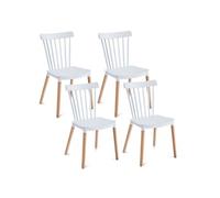 IDIMEX Lot de 4 chaises RAVI de Salle à Manger Design, Blanc, Design scandinave avec Assise Confortable, Pieds en hêtre Massif, Idéale pour Table à Manger, Structure Solide jusqu'à 120 kg