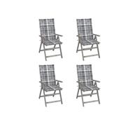 Chaises inclinables de jardin lot de 4 et coussins Bois acacia G